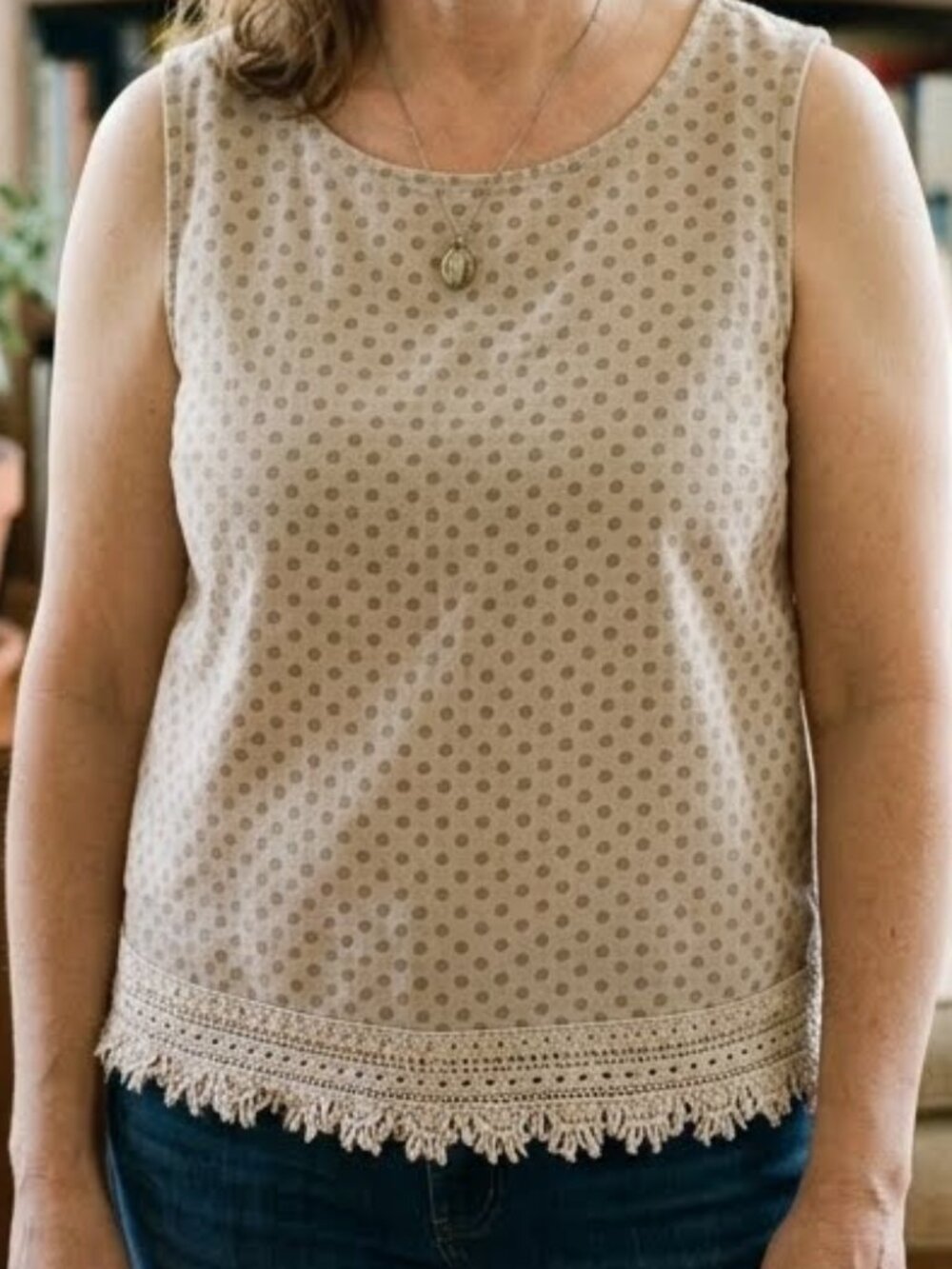 Vanessa Alexandra Women's Polka Dot Tank Top Size L Sleeveless Made in Italy